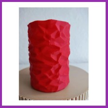 Salmore 3D Baskı Buruşuk Kağıt Görünümlü Kalemlik Modern Masaüstü Organizer Dokulu Kalem Tutucu 10 cm - Kırmızı Bty