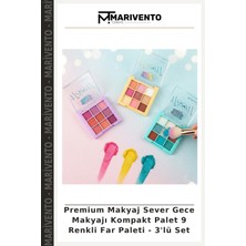 Premium Makyaj Sever Gece Makyajı Kompakt Palet 9 Renkli Far Paleti - 3'lü Set