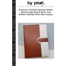Premium Tarihsiz Ajanda Defter Kahverengi Beyaz Renk Cep Defteri Günlük Plan Okul Eşyası
