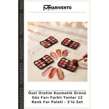 Özel Üretim Kozmetik Ürünü Göz Farı Farklı Tonlar 12 Renk Far Paleti - 3'lü Set