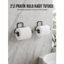 Astraltech Ytm 2 Adet Siyah Yapışkanlı Kağıtlık Duvar Tipi Tuvalet Kağıdı ve Rulo Tutucu