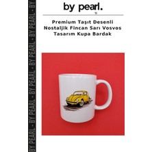 Premium Taşıt Desenli Nostaljik Fincan Sarı Vosvos Tasarım Kupa Bardak