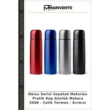 Delux Serisi Seyahat Matarası Pratik Kap Günlük Matara 5500 - Çelik Termos - Kırmızı