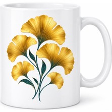 Salmore Ginkgo Yaprakları Tasarımlı Porselen Kupa - Model 303 Bty