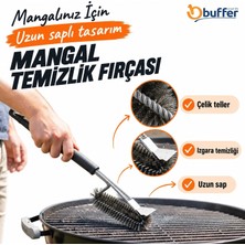 Yakup Tokatlı Moda Ergonomik Uzun Saplı Paslanmaz Çelik Mangal Temizlik Fırçası