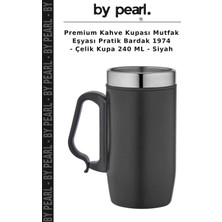 Premium Kahve Kupası Mutfak Eşyası Pratik Bardak 1974 - Çelik Kupa 240 ml - Siyah