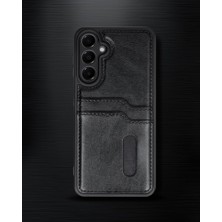 TeknoKapsül Samsung Galaxy A56 Kılıf Sara Kartvizitli Deri Kılıf - Siyah