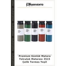 Premium Günlük Matara Yolculuk Matarası 3515 Çelik Termos Yeşil
