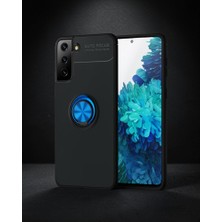 TeknoKapsül Samsung Galaxy S21 Plus Kılıf Range Yüzüklü Silikon - Siyah-mavi