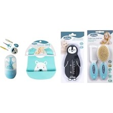 Defne Store Bebek Bakım Seti(Tırnak Makası Seti+Silikon Önlük+Derece+Tarak Fırça) 4015022501 - Mavi