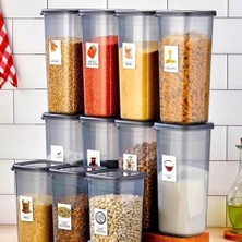 Defne Store 1700 ml Mega Boy Etiketli Vakum Kapaklı Erzak Saklama Kabı, 12'li