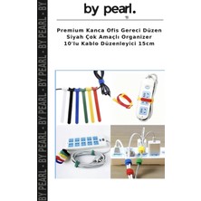 Premium Kanca Ofis Gereci Düzen Siyah Çok Amaçlı Organizer 10'lu Kablo Düzenleyici 15CM