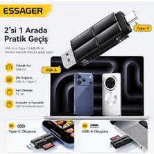 Defne Store USB 3.0 Type-C ve Usb-A Girişli 2'si 1 Arada Otg Sd, Tf, Micro Sd Kart Okuyucu, 5gbps