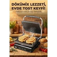 Defne Store Ultra Plus Organik Demir Döküm Izgara & Tost Makinası Siyah Izgara Aparatlı, Fırçalı, Yağdanlık