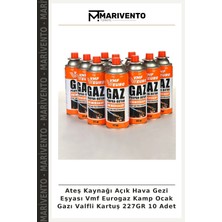 Ateş Kaynağı Açık Hava Gezi Eşyası Vmf Eurogaz Kamp Ocak Gazı Valfli Kartuş 227GR 10 Adet