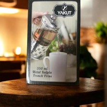 Defne Store Yakut Metal Kulplu French Press, 350 Ml, Cam Gövdeli Kahve Presi