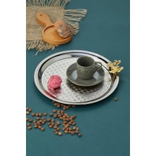 Defne Store Cooker Kelebekli Yuvarlak Sunum Tepsisi, 25 x 25 Cm, Gümüş, Paslanmaz Çelik CKR3268,69