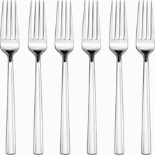Defne Store Yemek Çatalı, 6'lı Paslanmaz Çelik Çatal Seti, Gümüş Metal 20 Cm, 6 Adet