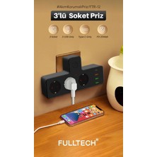 Yakup Tokatlı Moda Ytm Ftr-12 Termal Akım Korumalı Isıya Dayanıklı 3’lü Priz 3x USB 1x Type-C