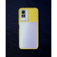 TeknoKapsül Vivo Y53s Kılıf Palm Buzlu Kamera Sürgülü Silikon - Sarı