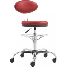Defne Store Mios Arkalıklı Tabure - Tam Çemberli - Kırmızı