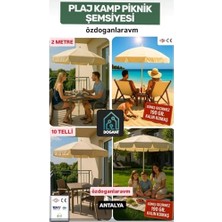 Defne Store Dogant Özdoğanlar Plaj Deniz Bahçe Şemsiyesi, 2 Metre, 10 Telli, Bej