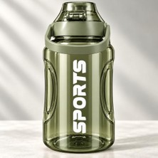 Defne Store 1400 ml Sports Matara, Tutma Saplı Ölçekli Bpa Free Plastik Su Şişesi, Yeşil