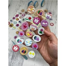 Defne Store 3D Kabartmalı Tek Yaprak 18 Adet Sarı Paket Mühür Desenli Sticker/etiket/çıkartma