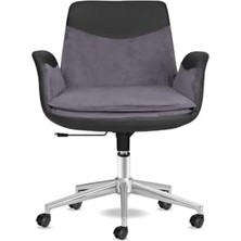 Defne Store Storm Ofis Sandalyesi Krom Ayaklı Ergonomik Çalışma Koltuğu Dayanıklı Kumaş (Füme)