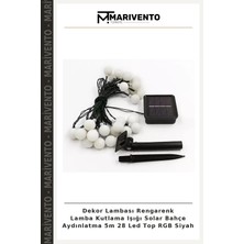 Dekor Lambası Rengarenk Lamba Kutlama Işığı Solar Bahçe Aydınlatma 5m 28 LED Top Rgb Siyah