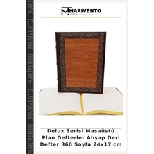 Delux Serisi Masaüstü Plan Defterler Ahşap Deri Defter 360 Sayfa 24X17 cm