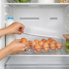 Defne Store 15'li Kapasiteli Kapaklı Şeffaf Yumurtalık, Buzdolabı Içi Yumurta Saklama Kabı, Düzenleyici Düzenleyici Plastik Yumurta Kutusu