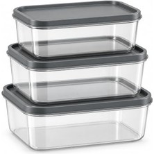 Defne Store Şeffaf Kapaklı Erzak Saklama Kabı Seti, 3 Adet, Toplam 6 L, Karışık Kapak Rengi