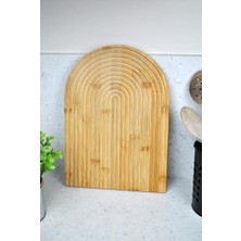 Defne Store Bambu Gökkuşağı Sunum Tahtası Dalgalı Dekoratif Peynir Servis Tepsi- 32X24 cm