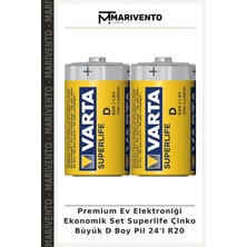 Premium Ev Elektroniği Ekonomik Set Superlife Çinko Büyük D Boy Pil 24'l R20