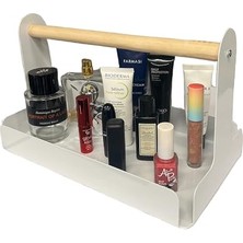 Defne Store Ahşap Saplı Beyaz 30X17 cm Metal Servis, Dekoratif Tepsi, Sunum