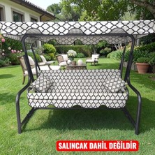 Defne Store 3 Kişilik Salıncak Lüks Kılıf Takımı 10 cm Süngerli Alaçatı Desen 3 Kişilik Bahçe Salıncağı Kılıf Seti