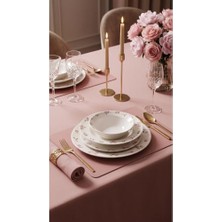 Defne Store Rosette 24 Parça Porselen Yemek Takımı, Pembe, CKR4797