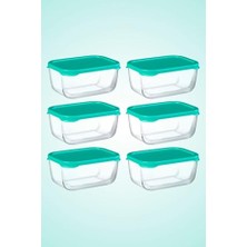 Defne Store 6'lı Snowbox Saklama Kabı Takımı - 420 cc - Yeşil Kapaklı