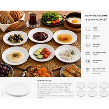 Defne Store Servis Tabağı, Iris White Gourmet Porselen Kahvaltı Seti, 6'lı, 19 cm
