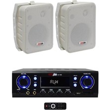 Defne Store LV-180 Stereo Anfi ve Lastvoice Duvar Tipi Hoparlör Ses Sistemi Seti, 2X180W, Bluetooth, Usb, Beyaz