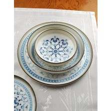 Defne Store 24 Parça Porselen Yemek Seti 6 Kişilik Günlük Çeyiz Yemek Seti-Ebruli