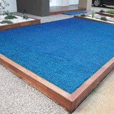 Defne Store Kesme Suni Yapay Mavi Çim Halı 7 mm Balkon Teras Bahçe Dekoratif Kaymaz 100X300 cm