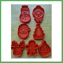 Astraltech 3D Baskı Yılbaşı Kurabiye Kalıbı ve Damga Seti Noel Baba Ren Geyiği Kardan Adam Çam Ağacı Kırmızı Bezoss