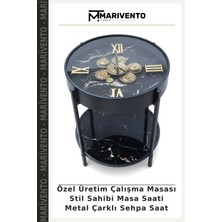 Özel Üretim Çalışma Masası Stil Sahibi Masa Saati Metal Çarklı Sehpa Saat