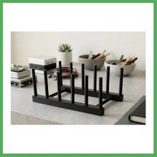 Astraltech 3D Baskı Tabak Standı Şık Tabak Düzenleyici Dikey Tabak Rafı Çıkarılabilir Yuvalı Mutfak Standı - Siyah Bezoss