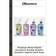 Premium Metal Pipetli Karakterli Bardak Popüler Karakter Figürlü Çelik Kupa