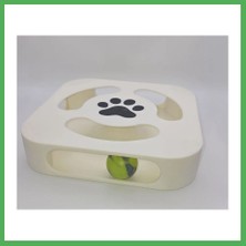 Astraltech 3D Baskı Etkileşimli Kedi Oyuncağı Pati Desenli Toplu Zeka Oyuncağı Kare Toplu Parkur Krem Siyah Bezoss