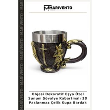 Objesi Dekoratif Eşya Özel Sunum Şövalye Kabartmalı 3D Paslanmaz Çelik Kupa Bardak
