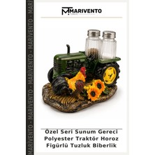 Özel Seri Sunum Gereci Polyester Traktör Horoz Figürlü Tuzluk Biberlik